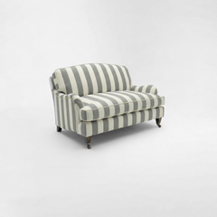 Isobel Loveseat with Big Back Cushion in Garden Grey Stripe - Hand Made in USA