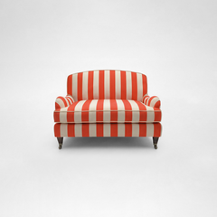 Isobel Loveseat with Big Back Cushion in Petunia Stripe - Hand Made in USA