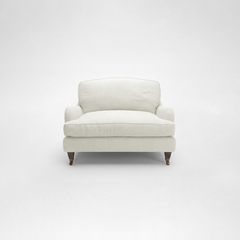 Isobel Loveseat with Big Back Cushion in Designers Guild Brera Lino Putty - Hand Made in USA