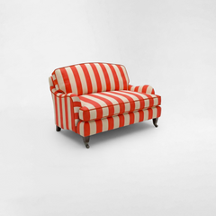 Isobel Loveseat with Big Back Cushion in Petunia Stripe - Hand Made in USA