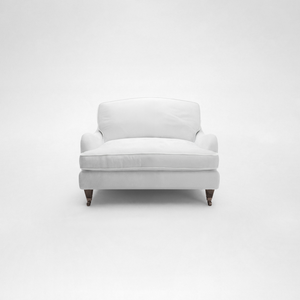 Isobel Loveseat with Big Back Cushion in Cotton Linen Snow Drop - Hand Made in USA