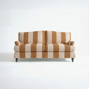 Isobel Loose Cover 2.5 Seater Sofa in Caramel Stripe - Hand Made in USA - front
