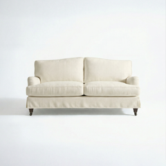 Isobel Loose Cover 2.5 Seater Sofa in Cotton Linen Cool Coconut - Hand Made in USA - front