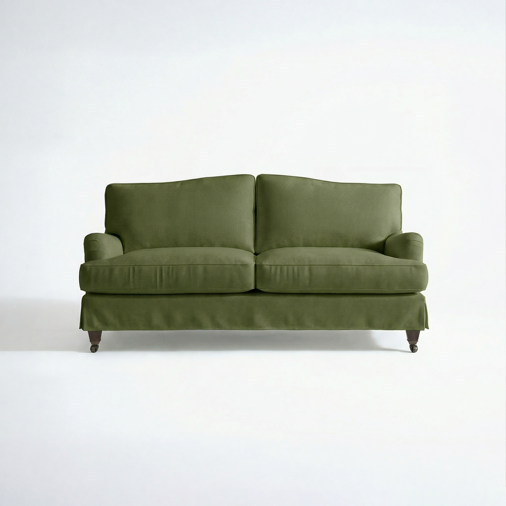 Isobel Loose Cover 2.5 Seater Sofa in Cotton Linen Evergreen - Hand Made in USA - front