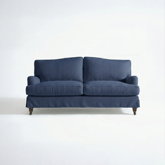 Isobel Loose Cover 2.5 Seater Sofa in Cotton Linen Inkspot - Hand Made in USA - front