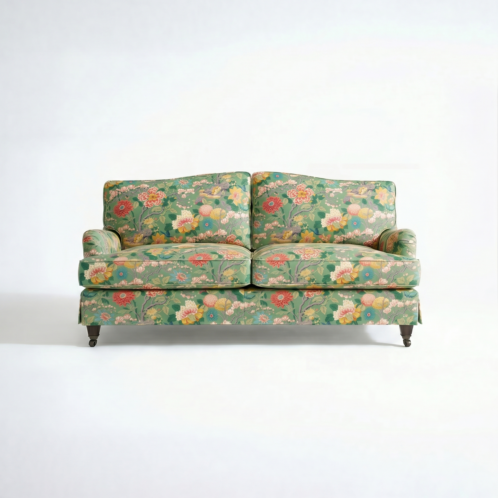 Isobel Loose Cover 2.5 Seater Sofa in Little Magnolia Emerald - Hand Made in USA - front
