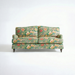 Isobel Loose Cover 2.5 Seater Sofa in Little Magnolia Emerald - Hand Made in USA - front