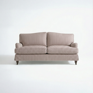 Isobel Loose Cover 2.5 Seater Sofa in Narrow Chocolate Stripe - Hand Made in USA - front