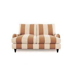 Isobel 2 Seater Sofa with Big Back Cushion in Caramel Stripe - Hand Made in USA