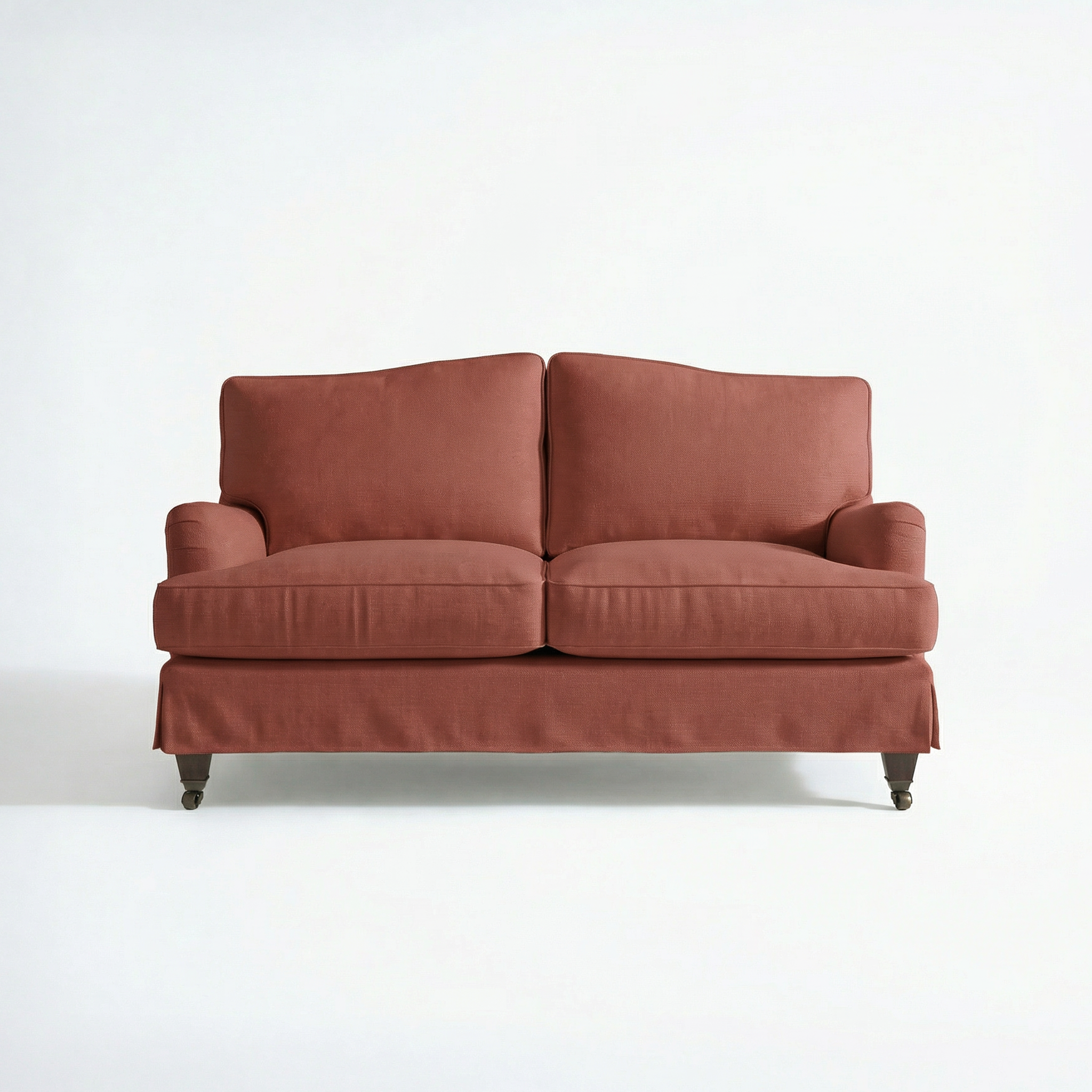 Isobel Loose Cover 2 Seater Sofa in Cotton Linen Marigold - Hand Made in USA - front