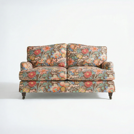 Isobel Loose Cover 2 Seater Sofa in Little Magnolia Espresso - Hand Made in USA - front