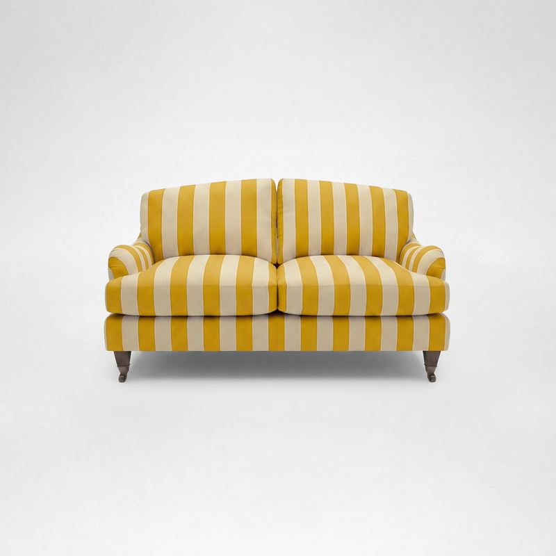 Isobel 2 seater sofa with Big Back Cushion in Dandelion Stripe - Hand Made in USA