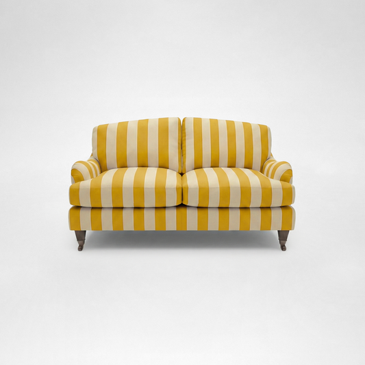 Isobel 2 seater sofa with Big Back Cushion in Dandelion Stripe - Hand Made in USA