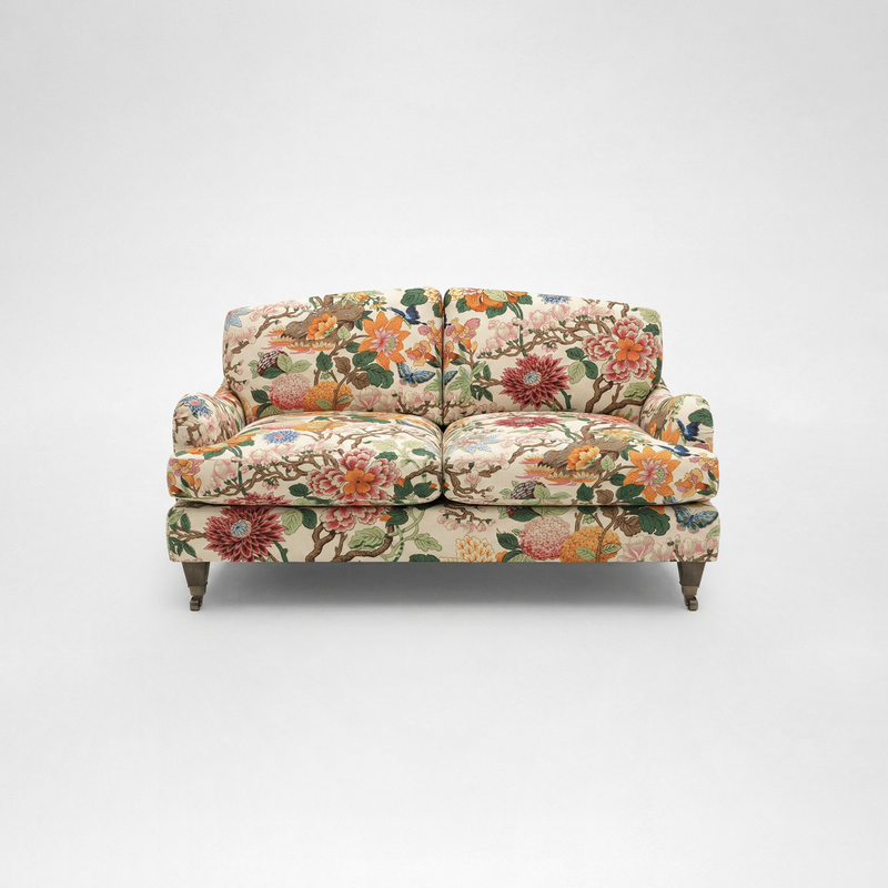 Isobel 2 seater sofa with Big Back Cushion in Magnolia Cream Blue - Hand Made in USA