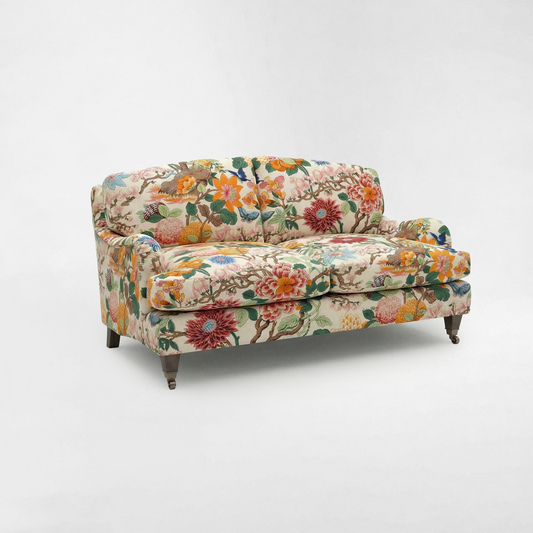 Isobel 2 seater sofa with Big Back Cushion in Magnolia Cream Blue - Hand Made in USA