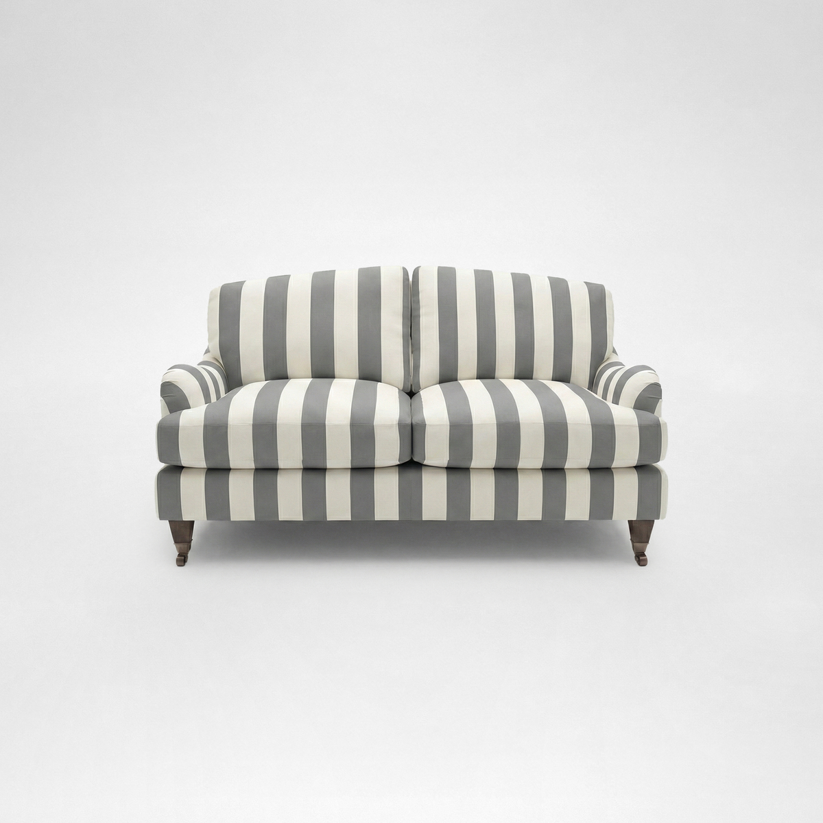 Isobel 2 seater sofa with Big Back Cushion in Garden Grey Stripe - Hand Made in USA