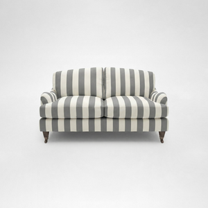 Isobel 2 seater sofa with Big Back Cushion in Garden Grey Stripe - Hand Made in USA
