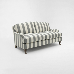 Isobel 2 seater sofa with Big Back Cushion in Garden Grey Stripe - Hand Made in USA