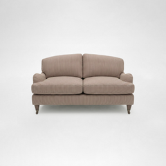 Isobel 2 seater sofa with Big Back Cushion in Narrow Chocolate Stripe - Hand Made in USA