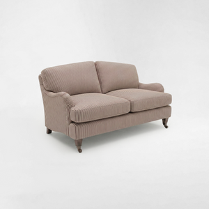 Isobel 2 seater sofa with Big Back Cushion in Narrow Chocolate Stripe - Hand Made in USA