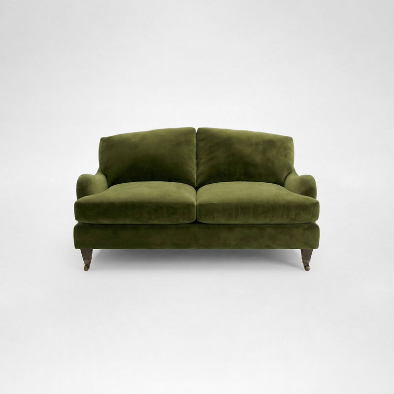 Isobel 2 seater sofa with Big Back Cushion in Pelham Moss Velvet - Hand Made in USA