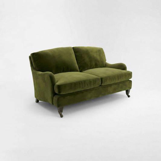 Isobel 2 seater sofa with Big Back Cushion in Pelham Moss Velvet - Hand Made in USA