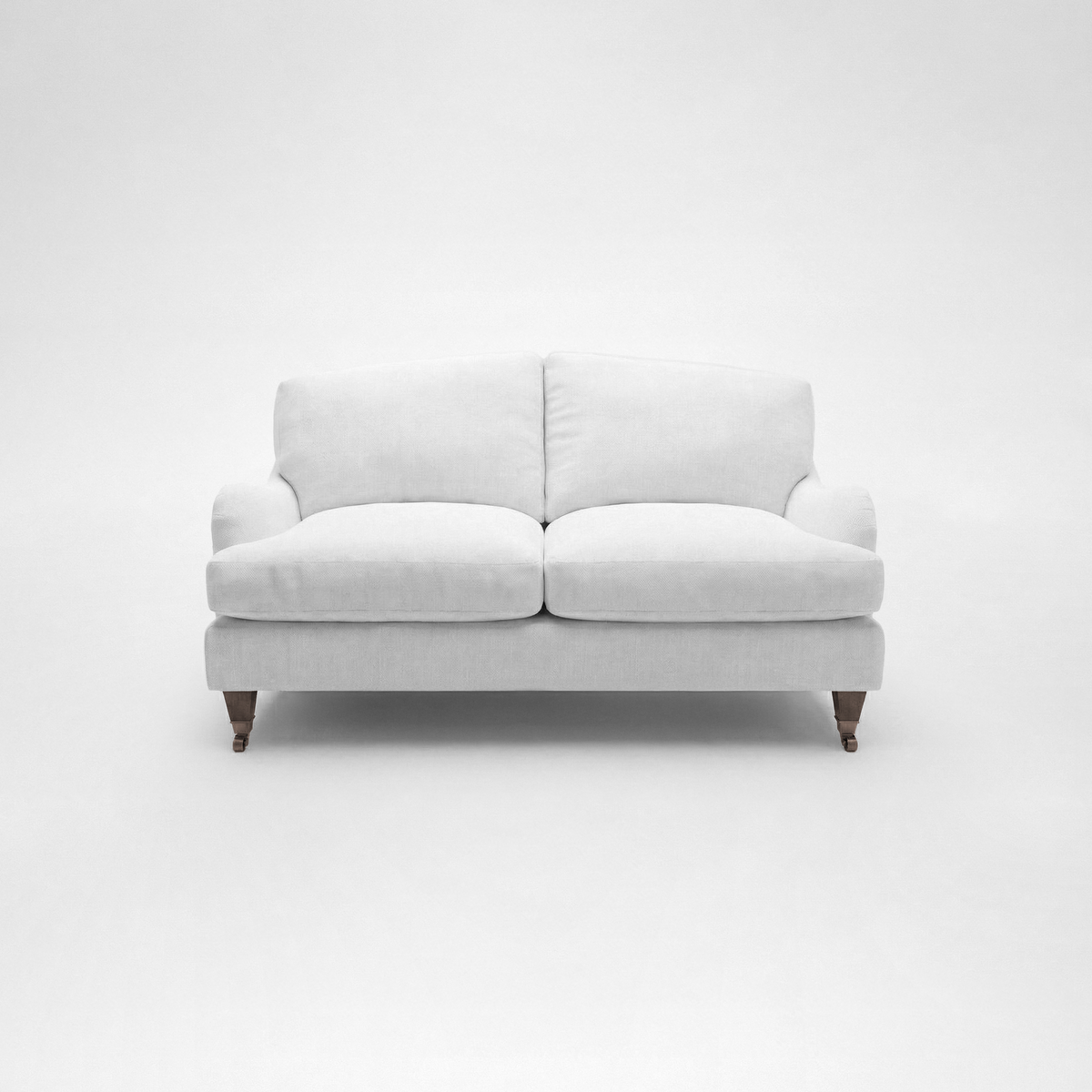 Isobel 2 seater sofa with Big Back Cushion in Cotton Linen Snow Drop - Hand Made in USA
