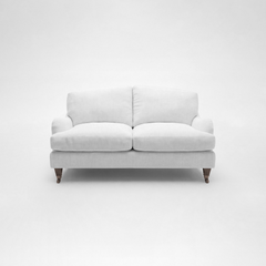Isobel 2 seater sofa with Big Back Cushion in Cotton Linen Snow Drop - Hand Made in USA