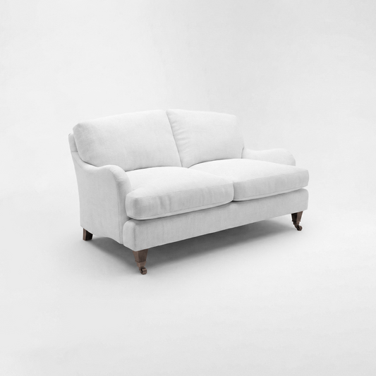 Isobel 2 seater sofa with Big Back Cushion in Cotton Linen Snow Drop - Hand Made in USA