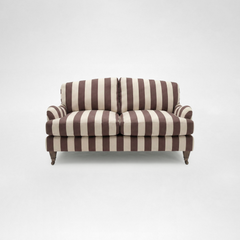 Isobel 2 seater sofa with Big Back Cushion in Chocolate Stripe - Hand Made in USA