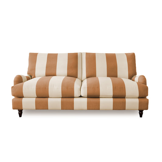 Isobel 3 seater sofa with Big Back Cushion in Caramel Stripe - Hand Made in USA