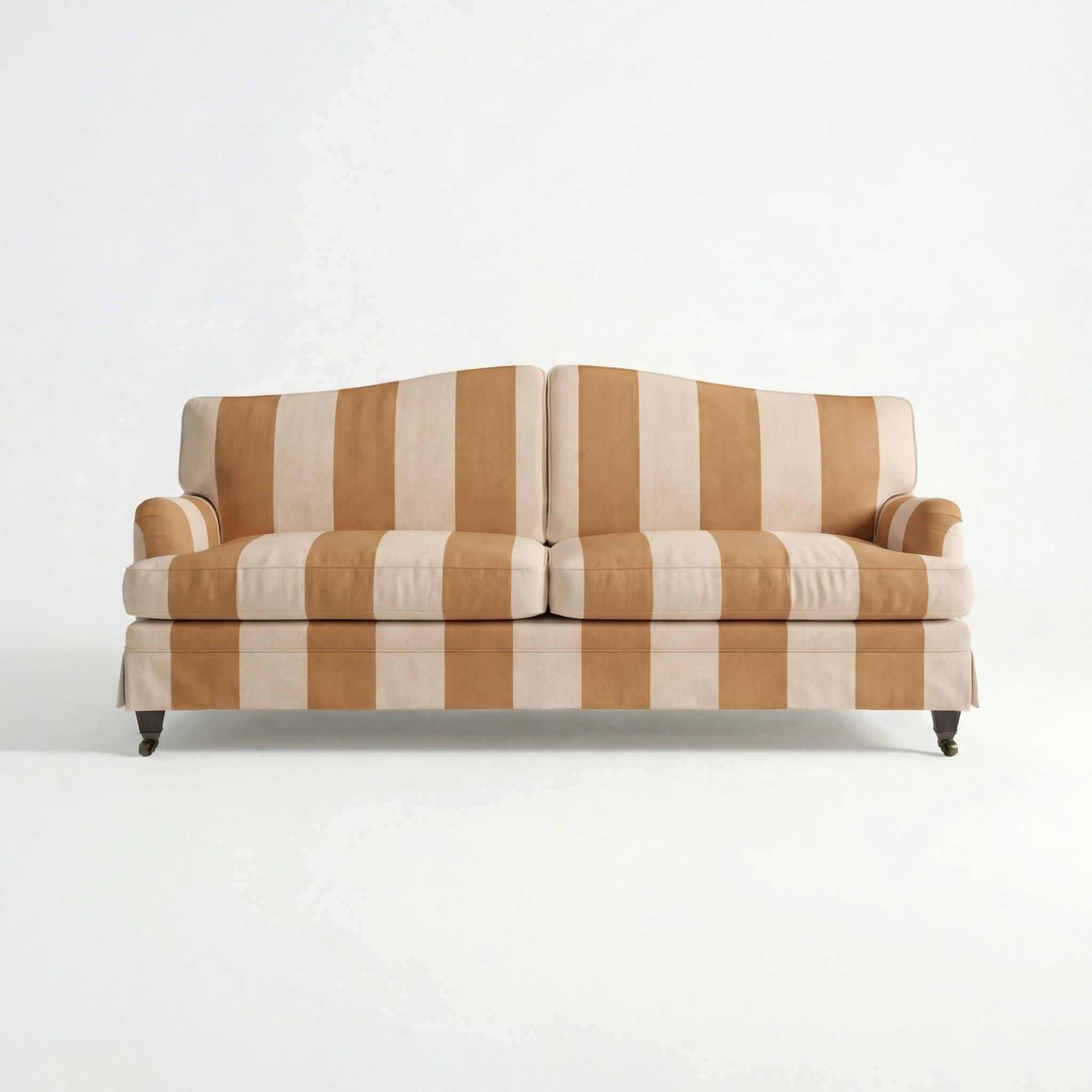 Isobel Loose Cover 3 Seater Sofa in Caramel Stripe - Hand Made in USA - front