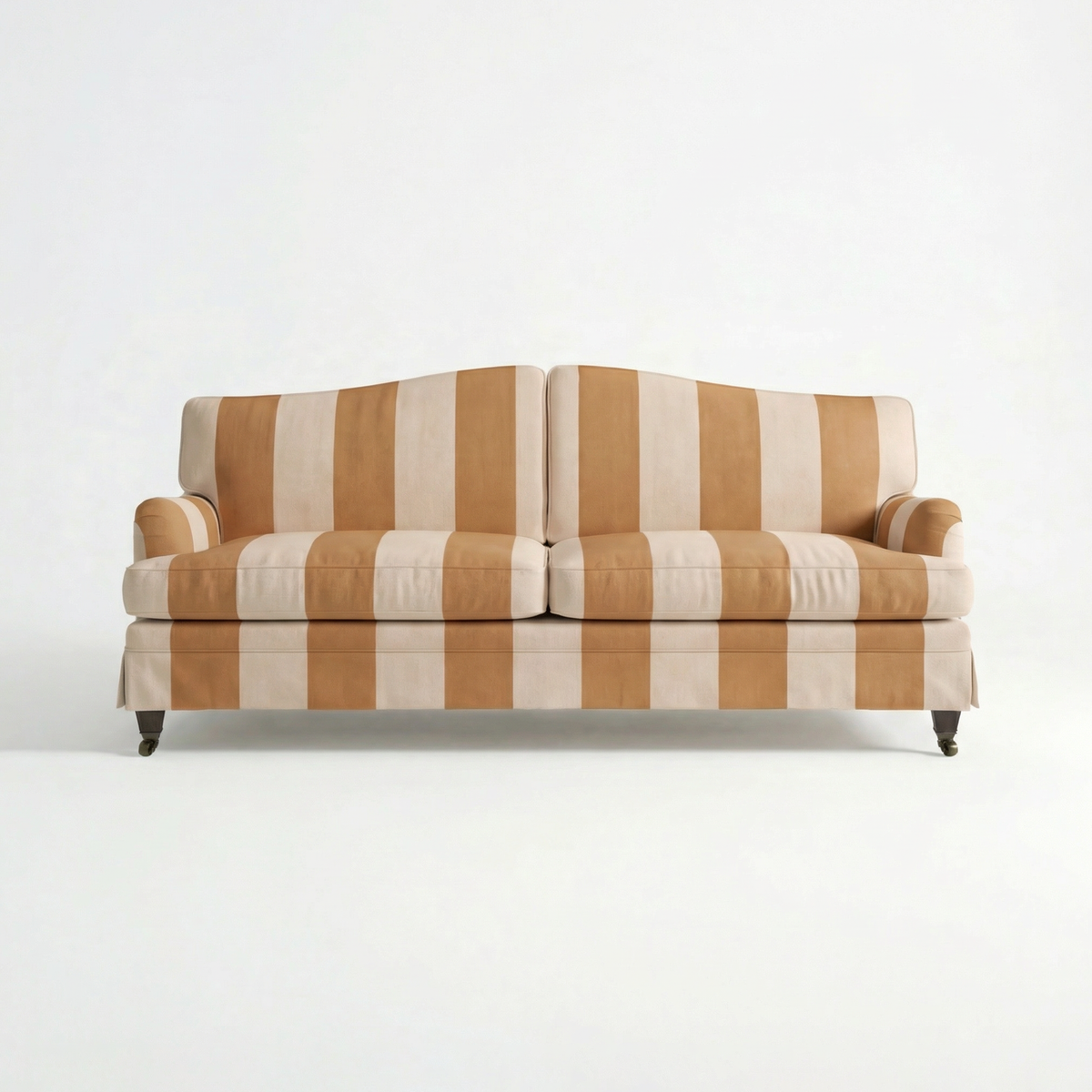 Isobel Loose Cover 3 Seater Sofa in Caramel Stripe - Hand Made in USA - front