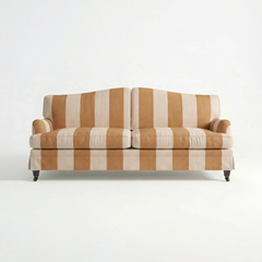 Isobel Loose Cover 3 Seater Sofa in Caramel Stripe - Hand Made in USA - front