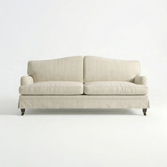 Isobel Loose Cover 3 Seater Sofa in Cotton Linen Cool Coconut - Hand Made in USA - front