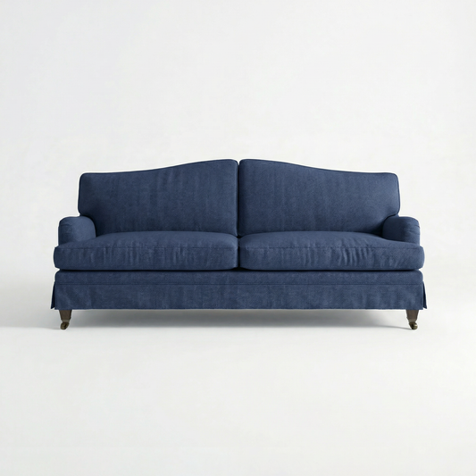Isobel Loose Cover 3 Seater Sofa in Cotton Linen Inkspot - Hand Made in USA - front