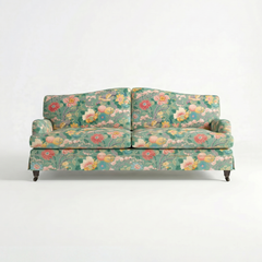 Isobel Loose Cover 3 Seater Sofa in Little Magnolia Emerald - Hand Made in USA - front