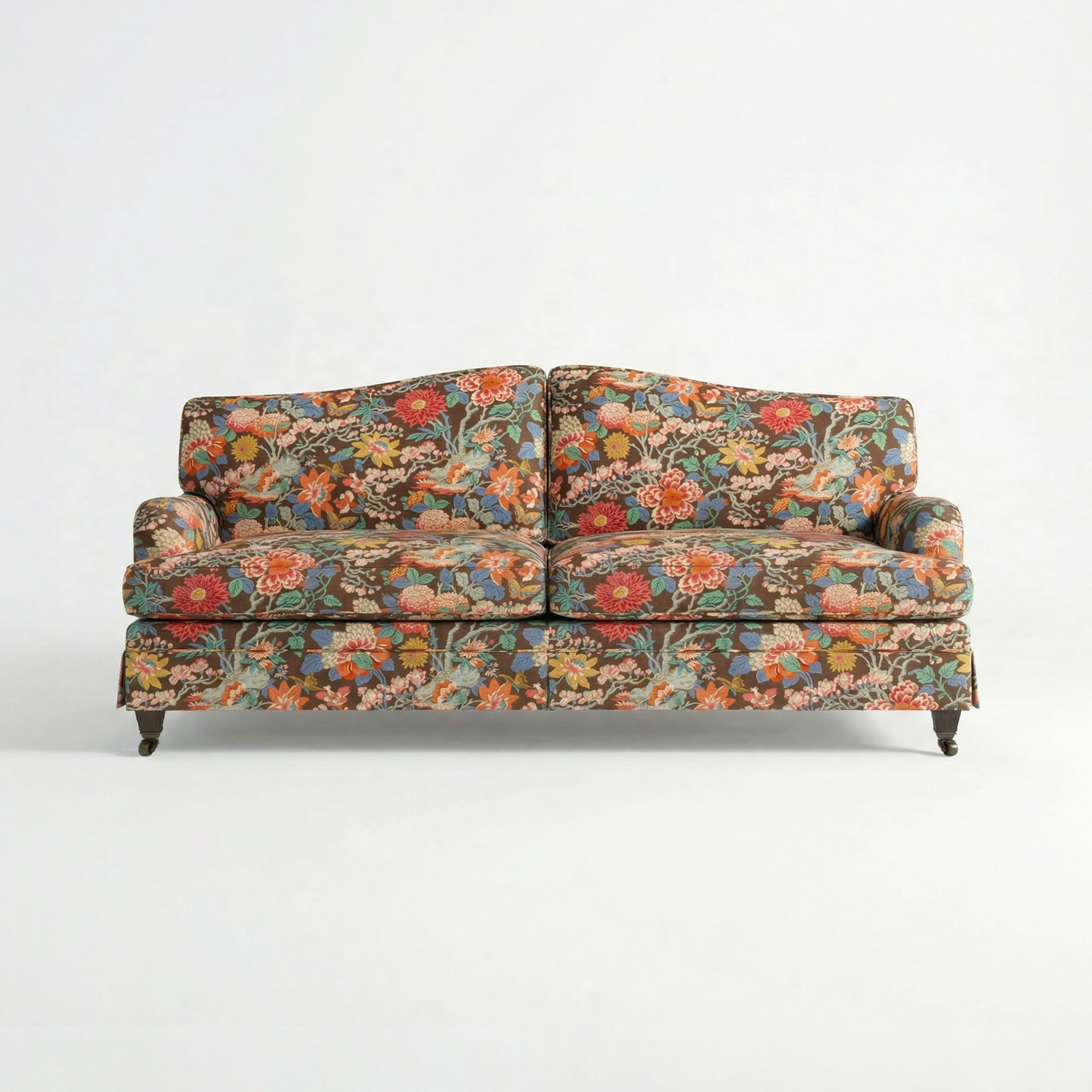 Isobel Loose Cover 3 Seater Sofa in Little Magnolia Espresso - Hand Made in USA - front