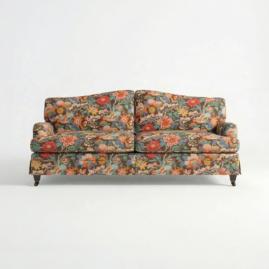 Isobel Loose Cover 3 Seater Sofa in Little Magnolia Espresso - Hand Made in USA - front