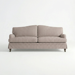 Isobel Loose Cover 3 Seater Sofa in Narrow Chocolate Stripe - Hand Made in USA - front