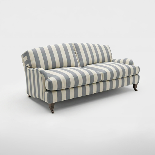 Isobel 3 seater sofa in Garden Grey Stripes - Handmade in the USA