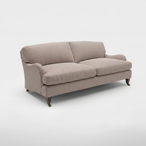 Isobel 3 seater sofa in Narrow Chocolate Stripes - Handmade in the USA