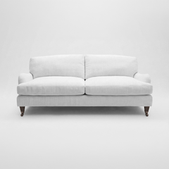 Isobel Fixed Cover 3 seater sofa in Cotton Linen Snowdrop - Handmade to Order in the USA