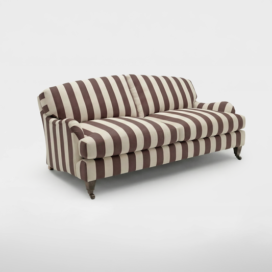 Isobel 3 seater sofa in Chocolate Stripes - Handmade in the USA