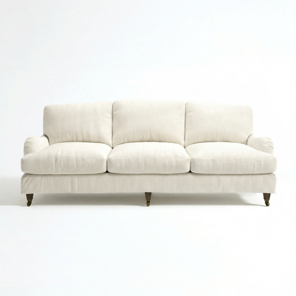 Isobel Loose Cover 4 Seater Sofa in Cotton Linen Cool Coconut - Hand Made in USA - front
