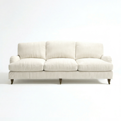 Isobel Loose Cover 4 Seater Sofa in Cotton Linen Cool Coconut - Hand Made in USA - front