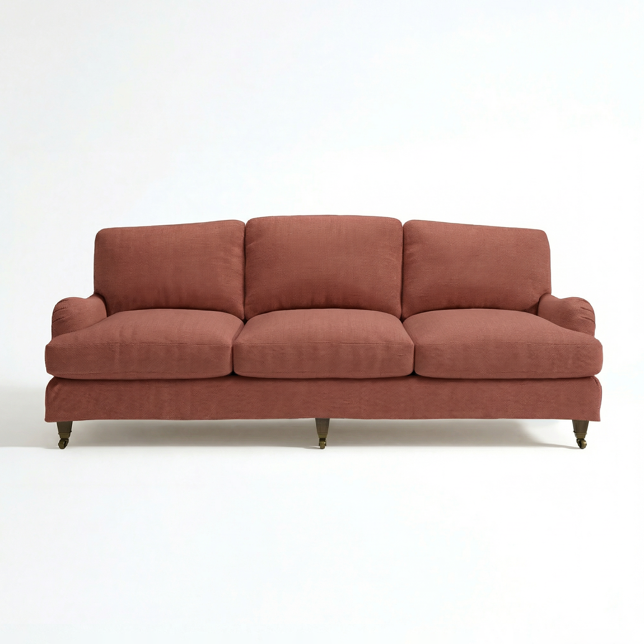 Isobel Loose Cover 4 Seater Sofa in Cotton Linen Marigold - Hand Made in USA - front