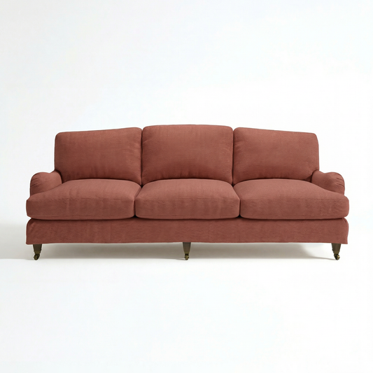Isobel Loose Cover 4 Seater Sofa in Cotton Linen Marigold - Hand Made in USA - front