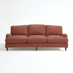 Isobel Loose Cover 4 Seater Sofa in Cotton Linen Marigold - Hand Made in USA - front