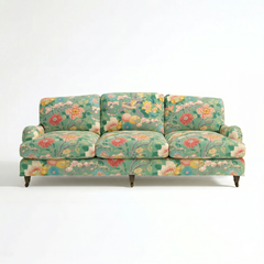 Isobel Loose Cover 4 Seater Sofa in Little Magnolia Emerald - Hand Made in USA - front